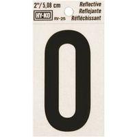 Hy-Ko RV-25 Series RV-25/0 Self-Adhesive Reflective Number, Character: 0, 2 in H Character, Black Character, Vinyl