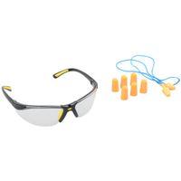Diamondback 541839 Ear Plugs and Safety Glasses Combo, Unisex, 3.5 x 1.6 in Lens, PC Lens, Half Frame, Black