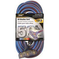 PowerZone ORC630830 Extension Cord, 12 AWG Cable, 5-15P Grounded Plug, 5-15R Grounded Receptacle, 50 ft L, 125 V