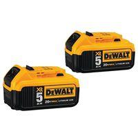 DEWALT DCB205-2 Premium Battery Pack, 20 V Battery, 5 Ah, 90 min Charging