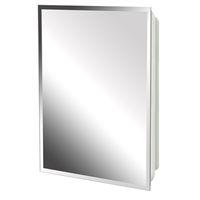 Zenith MP109 Medicine Cabinet, 16 in OAW, 4-1/2 in OAD, 20 in OAH, Polystyrene, Metallic, 2-Shelf