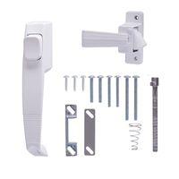 ProSource 47015-UW-PS Pushbutton Latch, Zinc, White, 5/8 to 1-1/2 in Thick Door, 5/8 in Backset