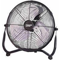 PowerZone LF-14 Floor Fan, 120 VAC, 14 in Dia Blade, 3-Blade, 3-Speed, 120 deg Rotating, Black