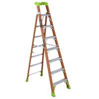 Louisville FXS1508 Cross Step Ladder, 8 ft H, Type IA Duty Rating, Fiberglass, 300 lb, 8-Step, 147 in Max Reach