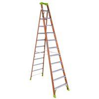 Louisville FXS1512 Cross Step Ladder, 12 ft H, Type IA Duty Rating, Fiberglass, 300 lb, 12 -Step, 193 in Max Reach