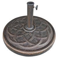 Seasonal Trends 69331 Umbrella Base, 21.65 in Dia, 13.2 in H, Round, Resin/Steel/Plastic, Bronze