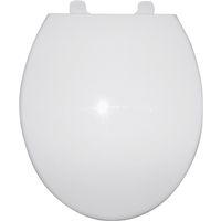 ProSource Q-328-WH Toilet Seat, Round, Polypropylene, White, Plastic Hinge