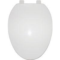 ProSource Q-019-WH Toilet Seat, Elongated, Polypropylene, White, Plastic Hinge