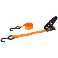 ProSource FH64052 Tie-Down, 1 in W, 10 ft L, Polyester Webbing, Metal Ratchet, Orange, 400 lb, S-Hook End Fitting