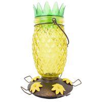 Perky-Pet 9110-2 Top-Fill Bird Feeder, Pineapple Top, 28 oz, Nectar, 5 -Port/Perch, Glass/Plastic, 10.63 in H