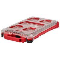 Milwaukee PACKOUT 48-22-8436 Organizer, 16.38 in L, 9.76 in W, 2.52 in H, 5-Compartment, Plastic, Red