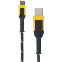 DEWALT 131 1361 DW2 Charger Cable, USB-A, USB-C, Kevlar Fiber Sheath, Black/Yellow Sheath, 4 ft L