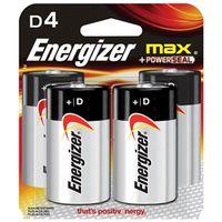Energizer E95BP-4 Battery, 1.5 V Battery, 18 Ah, D Battery, Alkaline, Manganese Dioxide, Zinc