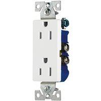 Eaton 1107W-10-L Duplex Receptacle, 2-Pole, 15 A, 125 VAC, Push, Side Wiring, NEMA: 5-15R, White