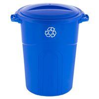 United Solutions COLORmaxx TI0028 Trash Can, 32 gal Capacity, Plastic, Blue, Lid Closure