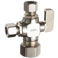 Dahl 511-33-31-31 Ball Valve, 5/8 x 3/8 x 3/8 in Connection, Compression, Manual Actuator, Brass Body
