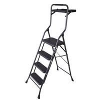 Simple Spaces HB4-2H Folding Step Stool, 62-1/2 in H, 4 -Step, 250 lb, 5-1/8 in D Step, Steel, Gray