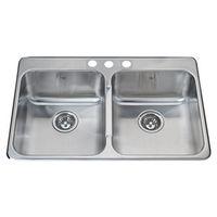 SINK KITCHEN DBL SS 3-HL TPMNT