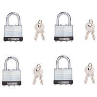 ProSource HD-3DX4-3L Padlock Set, Standard Shackle, 1/4 in Dia Shackle, 1-1/4 in H Shackle, Steel Shackle, Steel Body