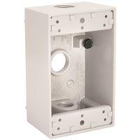 Hubbell 5320-1 Weatherproof Box, 18.3 cu-in, 3-Outlet, 1-Gang, Aluminum, White
