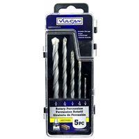 Vulcan 895240OR Drill Bit Set, Masonry, Percussion, 5-Piece, Steel, Sandblasted