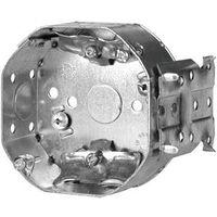 Hubbell 54151LBBAR Octagonal Box, 4 in OAW, 1-1/2 in OAD, 4 in OAH, 2-Knockout, Metal Housing Material