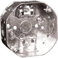 Hubbell 54151LABAR Octagonal Box, 4 in OAW, 1-1/2 in OAD, 3-Knockout, Metal Housing Material