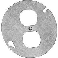 Hubbell 54C65BAR Box Cover, Flat, 4 in L, 4 in W, Metal, Round
