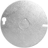 Hubbell 54-C-6 Box Cover, Flat, 4 in L, 4 in W, Round, Metal