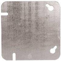 Hubbell 52C1BAR Flat Blank Utility Box Cover, 4 in L, 4 in W, Square, Steel, Galvanized