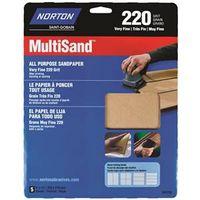 Norton MultiSand 07660747710 Sanding Sheet, Brown, 11 in L, 9 in W, Very Fine, 220 Grit
