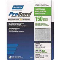 Norton ProSand 07660768160 Sanding Sheet, Tan, 11 in L, 9 in W, Medium, 150 Grit, Aluminum Oxide Abrasive