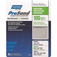 Norton ProSand 07660768162 Sanding Sheet, Tan, 11 in L, 9 in W, Medium, 100 Grit, Aluminum Oxide Abrasive