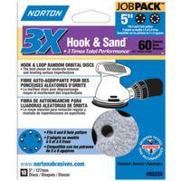 Norton 03224 Sanding Disc, 5 in Dia, 11/16 in Arbor, Coated, P60 Grit, Coarse, Zirconia Aluminum Abrasive, Spiral