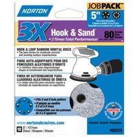 Norton 03223 Sanding Disc, 5 in Dia, 11/16 in Arbor, Coated, P80 Grit, Coarse, Alumina Ceramic Abrasive, Paper Backing