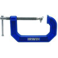 Irwin 225104 C-Clamp, 900 lb Clamping, 4 in Max Opening Size, 3 in D Throat, Steel Body, Blue Body