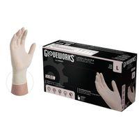 Gloveworks TLF46100 Disposable Gloves, L, Latex, Powder-Free, Ivory, 14.37 in L