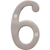 Hy-Ko Prestige Series BR-43SN/6 House Number, Character: 6, 4 in H Character, Nickel Character, Solid Brass