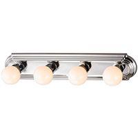 Boston Harbor 046044-CHROME Vanity Bar Fixture, 100 W, 4-Lamp, G Lamp, Steel Fixture, Polished Chrome Fixture