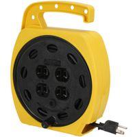 PowerZone ORCR220625 Cord Reel, 25 ft L Cord, 16 AWG Wire, 4 -Socket, 5-15R NEMA Socket, 5-15P NEMA Plug, 125 V