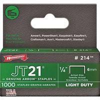 Arrow JT21 Series 214 Staple, 1/4 in W Crown, 1/4 in L Leg, 0.03 ga