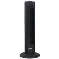 PowerZone TF-28B Oscillating Fan Tower, 120 V, 0.45 A, 90 deg Sweep, 28 in Dia Blade, Plastic Blade, Black