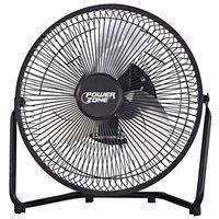 PowerZone VF-9N High-Velocity Fan, 120 VAC, 9 in Dia Blade, 3-Blade, 3-Speed, 180 deg Rotating, Black