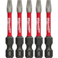 Milwaukee SHOCKWAVE 48-32-4606 Power Bit, #2 Drive, Square Recess Drive, 1/4 in Shank, Hex Shank, 2 in L, 5/PK