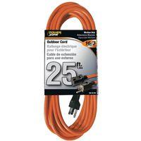 PowerZone OR501625 Extension Cord, 16 AWG Cable, 5-15P Grounded Plug, 5-15R Grounded Receptacle, 25 ft L, 125 V