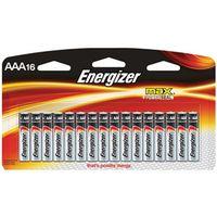 Energizer E92LP-16 Battery, 1.5 V Battery, 1250 mAh, AAA Battery, Alkaline, Manganese Dioxide, Zinc