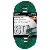 PowerZone OR880633 Extension Cord, 16 AWG Cable, 80 ft L, 125 V, Green
