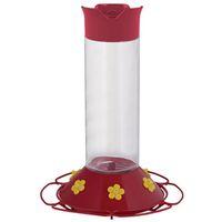 Perky-Pet 209B Bird Feeder, 30 oz, 6-Port/Perch, Glass/Plastic, Bright Red/Yellow, 8.3 in H