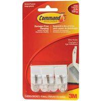 Command 17067C Wire Hook, 0.5 lb, 3-Hook, Plastic, Clear