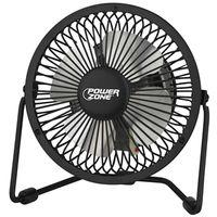 PowerZone CZHV4RSB-BK Mini Fan, 120 VAC, 4 in Dia Blade, 4-Blade, 1-Speed, 360 deg Rotating, Black